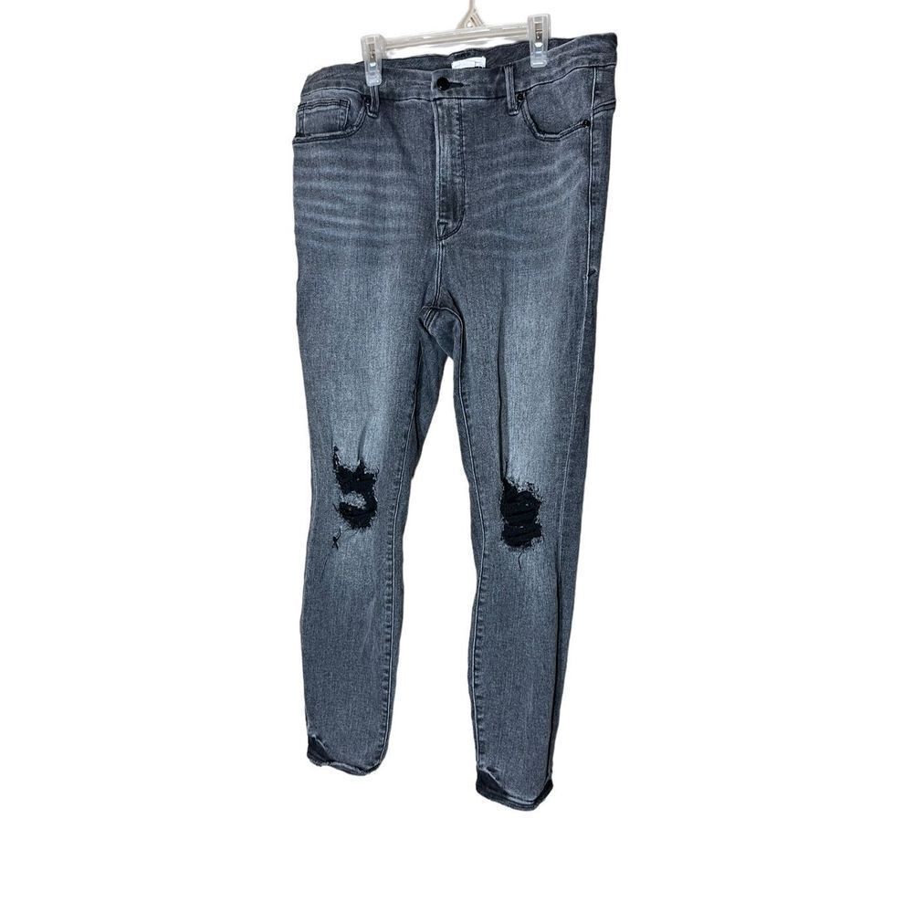 Good American High Waisted Charcoal Gray Jeans Size 16‎